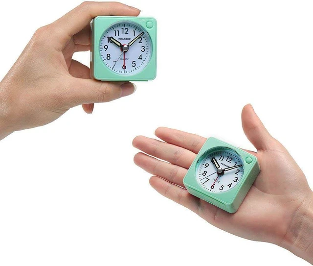 Alt view image 3 of 7 - Silent Analog Quartz Alarm Clock Battery Powered Travel Clock with Snooze and Manual Backlight Luminous Hands Quiet Sweep No Ticking Movement and Ascending Four Beep Alarm Aquamarine