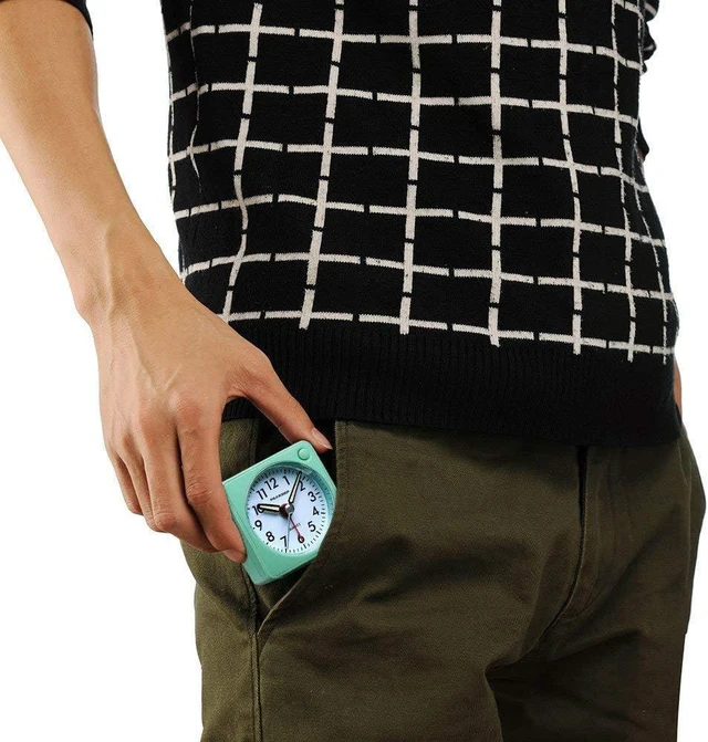 Alt view image 7 of 7 - Silent Analog Quartz Alarm Clock Battery Powered Travel Clock with Snooze and Manual Backlight Luminous Hands Quiet Sweep No Ticking Movement and Ascending Four Beep Alarm Aquamarine