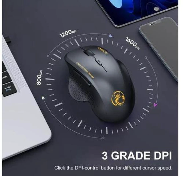 Alt view image 2 of 6 - 2.4GHz Wireless Optical Mouse 6-Button PC Gaming Mouse with USB Receiver Adjustable 800/1200/1600 DPI Ergonomic Silent Computer Mouse Plug and Play for Laptop Compatible with Windows