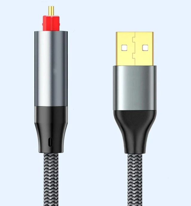 Main image of USB to Optical Fiber Audio Cable SPDIF Toslink Digital Sound Card Adapter DAC Converter Wire HiFi Stereo Lossless Cord Lead Line Transmitter Plug Connector for Laptop PC TV Soundbar Speaker Receiver