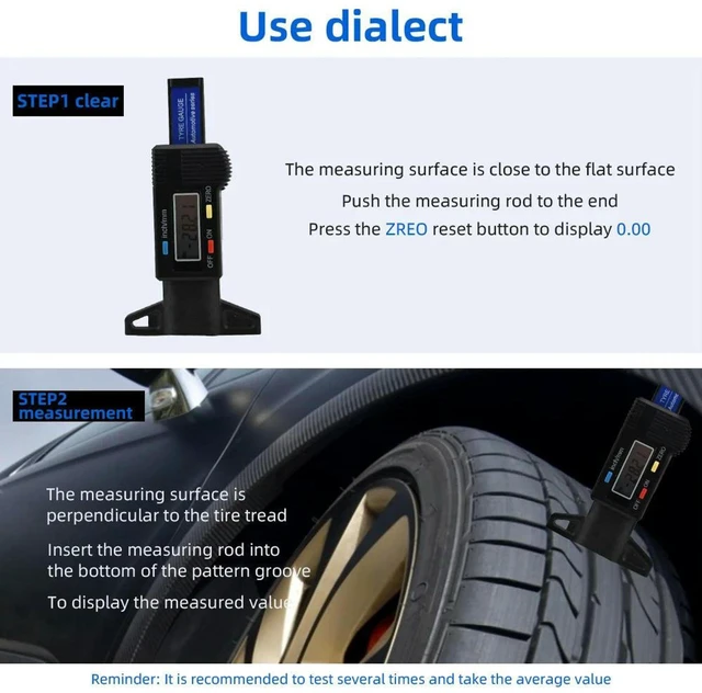 Alt view image 2 of 3 - 0-25mm LCD Digital Depth Gauge Caliper for Car Tires Tire Tread Gauge Measuring Tool Digital Tread Measurer for Car Tire Repair Tool and Tread Measurement