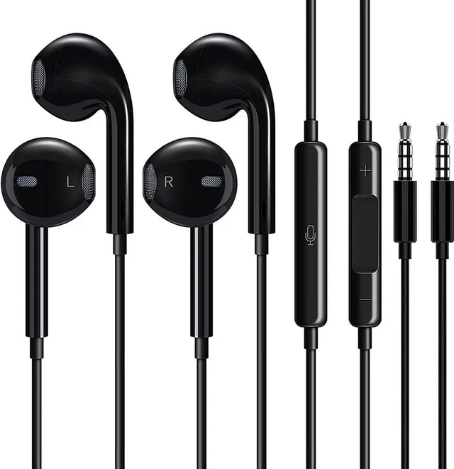Main image of 3.5mm Wired Earbuds with Built-in Microphone and Call Control Button Half In-Ear Stereo Bass Headphones Wired Earphones for iPhone 6/6S iPad Android MP3 MP4 Audio Devices 2 Pack