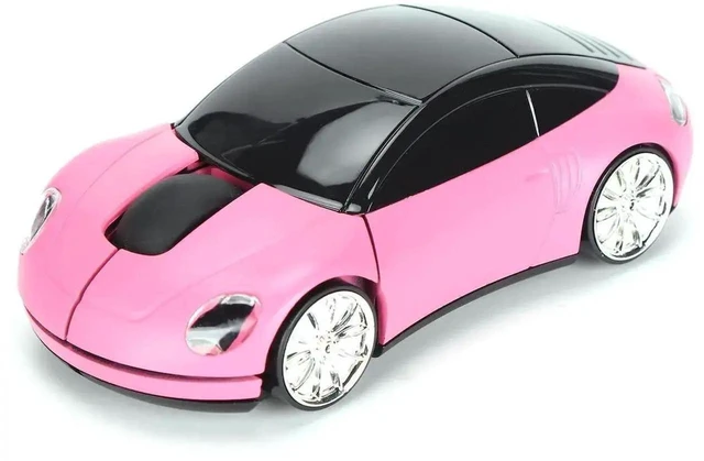 Main image of 2.4GHz Wireless Gaming Mouse Pink Sports Car Shaped Computer Mouse with USB Receiver Plug and Play Ergonomic Design for Windows PC Laptop Desktop Office Browsing and Casual Gaming Battery Not Included