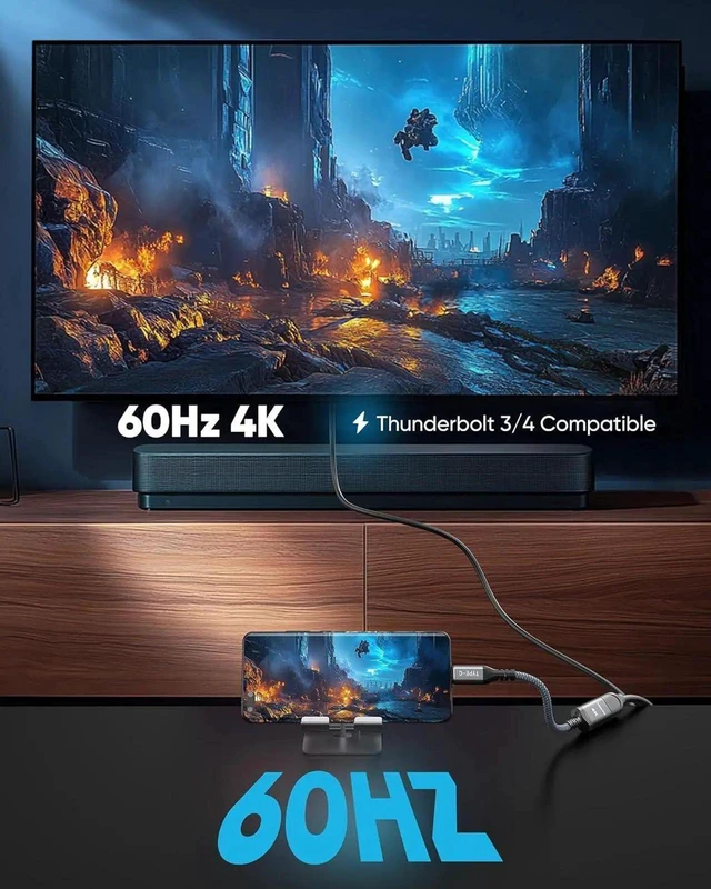 Alt view image 6 of 7 - USB C to HDMI Adapter 4K 60Hz Ultra HD UHD Aluminum Alloy Type C to HDMI Converter with HDCP 2.2 Braided Cable Plug and Play Audio Video Display Dongle For Laptops Tablets PC Monitors 4K TVs