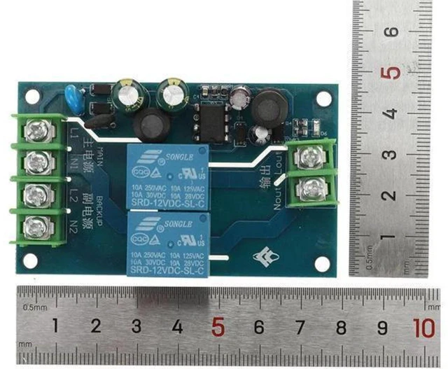 Alt view image 5 of 7 - 220V 10A Two-Way Supply Automatic Transfer Switcher Dual Supply Two-In-One-Out Power Failure Switch Module Board for Electrical Backup Control System Use