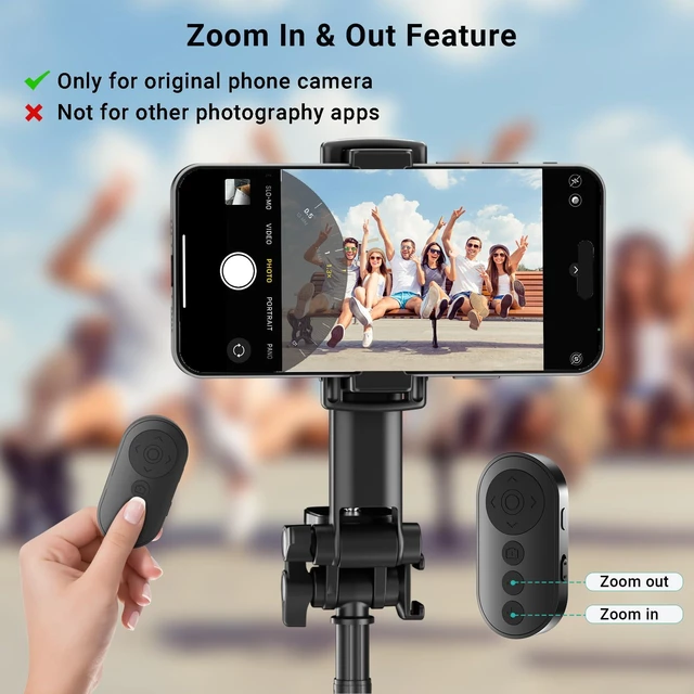 Alt view image 3 of 7 - Wireless Camera Remote Control with Zoom Bluetooth Camera Remote Shutter Smartphone Clicker with Front/Rear Camera Switch Photo & Video Page Turner Video Scrolling & Volume Control For iPhone/iPad