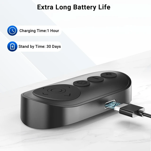 Alt view image 7 of 7 - Wireless Camera Remote Control with Zoom Bluetooth Camera Remote Shutter Smartphone Clicker with Front/Rear Camera Switch Photo & Video Page Turner Video Scrolling & Volume Control For iPhone/iPad