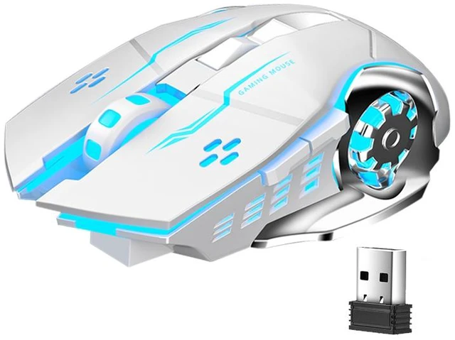 Main image of SC100 Wireless Gaming Mouse RGB Rechargeable 2400DPI 7-Button Ergonomic Silent Optical USB Mouse with 800mAh Battery 2.4GHz Plug and Play for PC Laptop Desktop White
