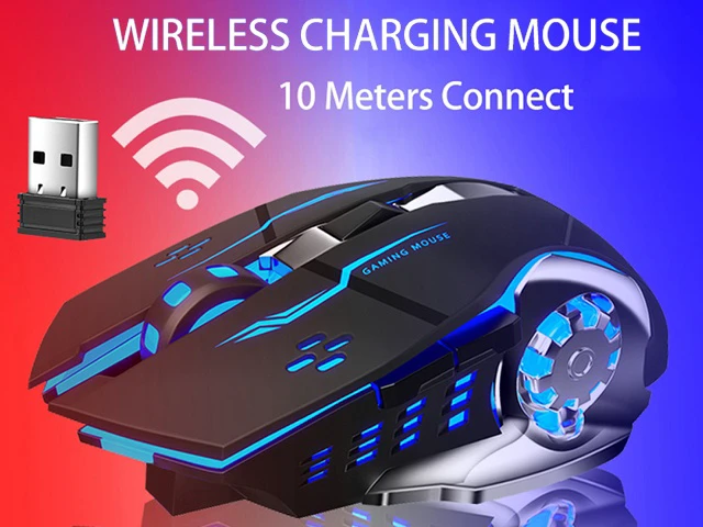 Alt view image 2 of 7 - SC100 Wireless Gaming Mouse RGB Rechargeable 2400DPI 7-Button Ergonomic Silent Optical USB Mouse with 800mAh Battery 2.4GHz Plug and Play for PC Laptop Desktop White