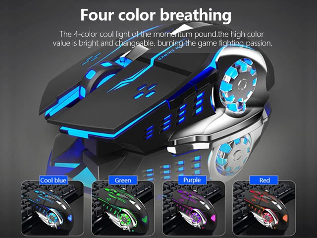 Alt view image 4 of 7 - SC100 Wireless Gaming Mouse RGB Rechargeable 2400DPI 7-Button Ergonomic Silent Optical USB Mouse with 800mAh Battery 2.4GHz Plug and Play for PC Laptop Desktop White