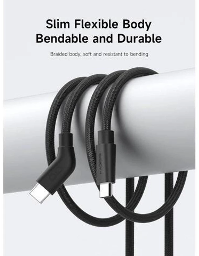 Alt view image 3 of 7 - USB-C 10Gbps 4K60Hz 240W Charging Data Cable Ultra-Slim Flexible Power Supply Cable with Wedge Joint and E-Marker PD 3.1 Fast Charging Cable for AR Smart Glasses 4.9ft