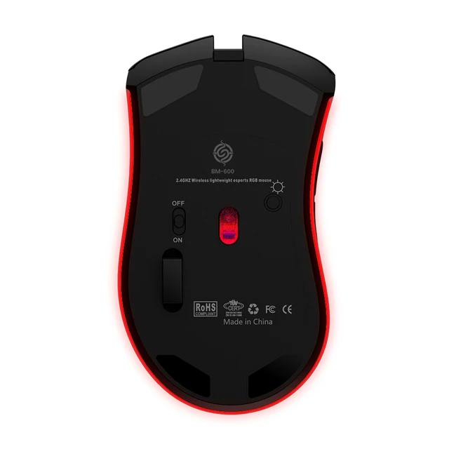 Alt view image 5 of 7 - BM600 2.4G Wireless Rechargeable Optical Gaming Mouse 1600DPI 7-Button Ergonomic Honeycomb RGB Computer Mouse with Hollow Shell for Laptop PC Gaming White