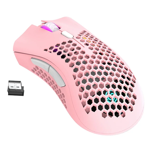 Alt view image 4 of 7 - BM600 2.4G Wireless Rechargeable Optical Gaming Mouse 1600DPI 7-Button Ergonomic Honeycomb RGB Computer Mouse with Hollow Shell for Laptop PC Gaming White