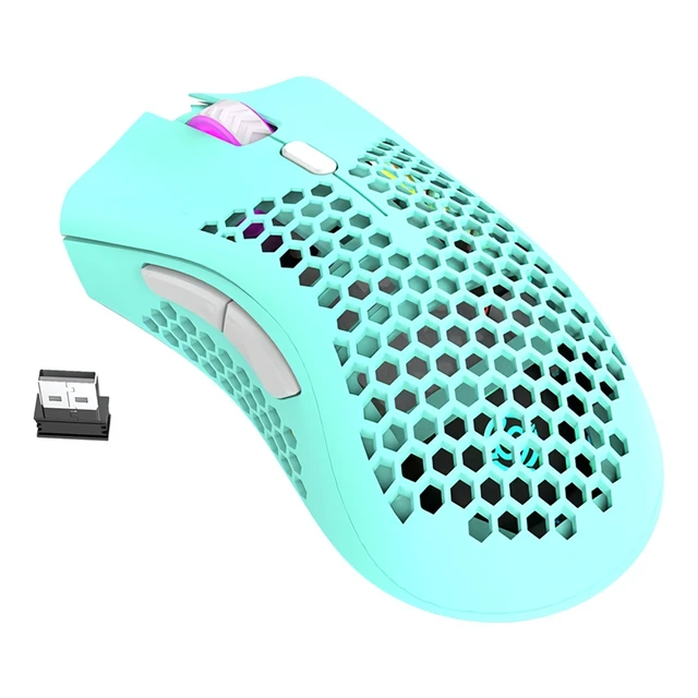 Alt view image 3 of 7 - BM600 2.4G Wireless Rechargeable Optical Gaming Mouse 1600DPI 7-Button Ergonomic Honeycomb RGB Computer Mouse with Hollow Shell for Laptop PC Gaming White