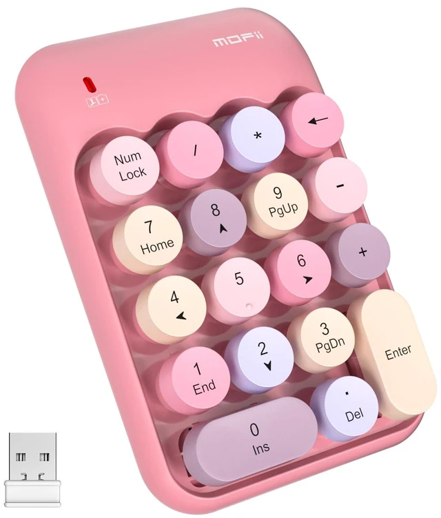 Main image of Wireless USB Numeric Keypad 18-Key 2.4G Portable 10-Key Number Pad with Round Keycaps Financial Accounting Data Entry Keyboard Low-Noise Rubber Base Compatible with Windows Pink
