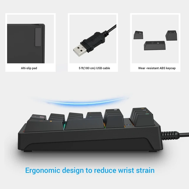 Alt view image 6 of 7 - Mechanical Numeric Keypad 21-Key USB Wired Numpad with RGB LED Backlit Blue Switch 9 Backlight Modes 17 Numeric Keys + 4 Function Keys Ergonomic Plug and Play for Laptop Desktop PC Black