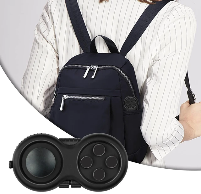 Alt view image 7 of 7 - Rubberized Fidget Toy Game Classical Controller Concentration Toy with 8 Fidget Functions Clickable Keys Gear Roller Spinnable Dial Spring-Loaded Slide and Lanyard for Stress Relief and Anxiety