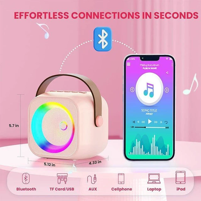 Alt view image 6 of 6 - K29 Portable Karaoke Microphone Speaker 2-in-1 Wireless Bluetooth 5.3 Singing Machine with 5W Speaker 1200mAh Rechargeable Battery Type-C Charging 5 Sound Effects for Home KTV Parties