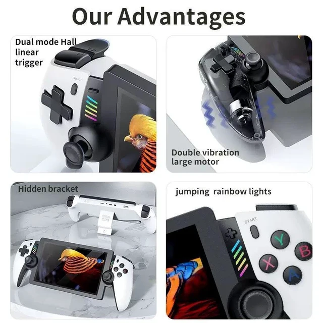 Alt view image 5 of 7 - M28 Handheld Gaming Console 7.1" IPS Portable Game System Octa-Core 2.0GHz Mali-G52 PS2 PSP Dreamcast N64 Support Dual 3D Joysticks 4000mAh Battery Retro Emulator TV Output