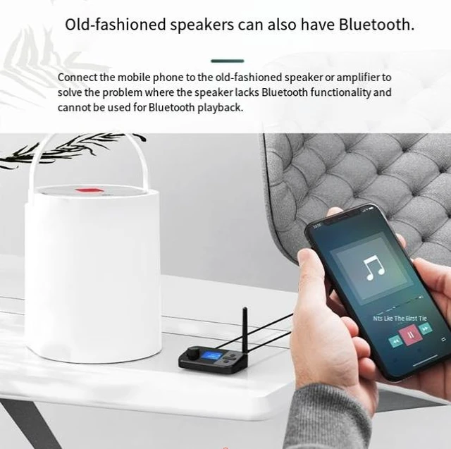 Alt view image 2 of 4 - C41 Bluetooth 5.0 Audio Transmitter Receiver 2-in-1 Wireless Audio Adapter with Optical Toslink/Coaxial S/PDIF/3.5mm AUX Input Output TF Card MP3 Music Player 10m Range DC5V/1A