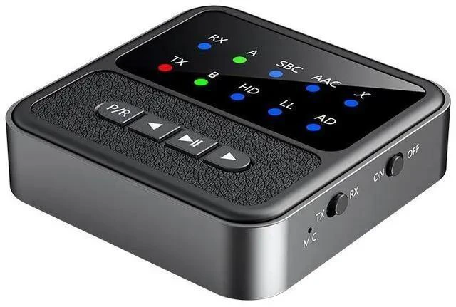 Alt view image 5 of 7 - Bluetooth 5.4 AptX Audio Receiver Transmitter 2-in-1 AUX/RCA Wireless Adapter with 3.5mm Interface One-to-Two Connection Bluetooth Reception and Transmission 50H Battery
