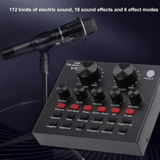 Alt view image 3 of 5 - V8 External USB Sound Card Headset Microphone Audio Interface for Live Broadcast Recording 112 Electric Sounds 18 Sound Effects 6 Effect Modes Bluetooth Mobile Phone Computer PC