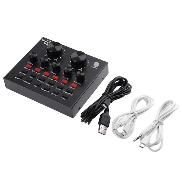 Alt view image 5 of 5 - V8 External USB Sound Card Headset Microphone Audio Interface for Live Broadcast Recording 112 Electric Sounds 18 Sound Effects 6 Effect Modes Bluetooth Mobile Phone Computer PC