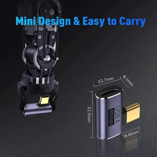 Alt view image 4 of 7 - USB-C Right Angle Adapter 40Gbps 90 Degree USB Type-C Male to Female Extender USB4 Thunderbolt 4 Compatible Angle Connector for Steam Deck Switch Laptops Phones and Tablets 2-Pack