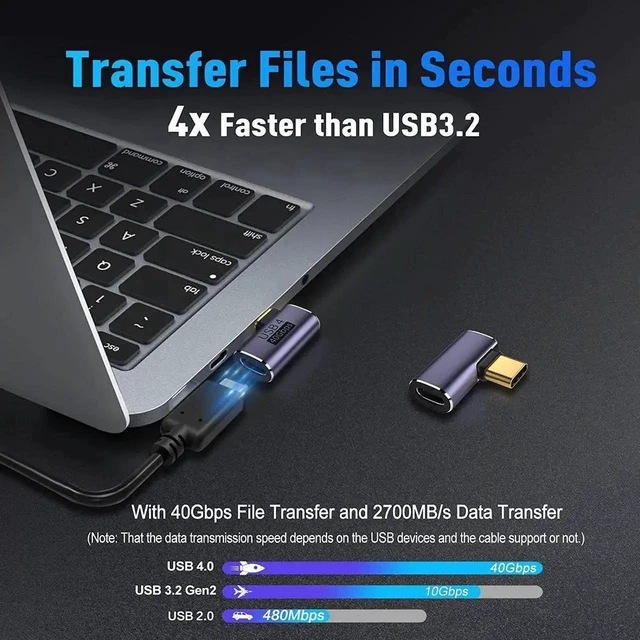 Alt view image 6 of 7 - USB-C Right Angle Adapter 40Gbps 90 Degree USB Type-C Male to Female Extender USB4 Thunderbolt 4 Compatible Angle Connector for Steam Deck Switch Laptops Phones and Tablets 2-Pack