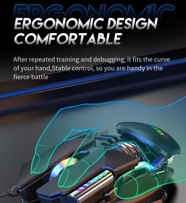 Alt view image 2 of 5 - M7 Gaming Mouse Wired RGB Computer Mouse with 6 Programmable Buttons 1000Hz Polling Rate 12800 DPI Macro Support Mechanical Switches Ergonomic Design for PC Office & Gaming