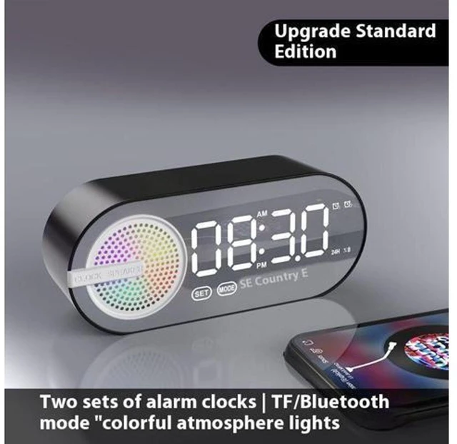 Alt view image 2 of 7 - Desktop Small Speaker Wireless BT Audio Speaker with Subwoofer AI Alarm Clock Sound System Multifunction Desktop Audio Device for Convenient Audio Playback White