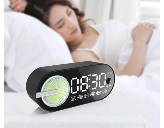 Alt view image 5 of 7 - Desktop Small Speaker Wireless BT Audio Speaker with Subwoofer AI Alarm Clock Sound System Multifunction Desktop Audio Device for Convenient Audio Playback White