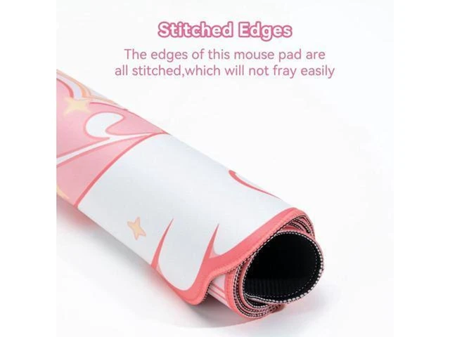 Alt view image 5 of 7 - Large Gaming Mouse Pad Non-Slip Rubber Desk Mat Waterproof Keyboard and Mouse Pad with Super Dense Cloth Soft Fabric Stitched Edges and Anti-Slip Rubber Back for Gaming or Home Office Kawaii Pink