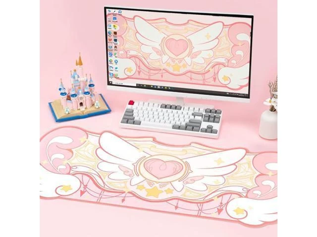 Alt view image 7 of 7 - Large Gaming Mouse Pad Non-Slip Rubber Desk Mat Waterproof Keyboard and Mouse Pad with Super Dense Cloth Soft Fabric Stitched Edges and Anti-Slip Rubber Back for Gaming or Home Office Kawaii Pink
