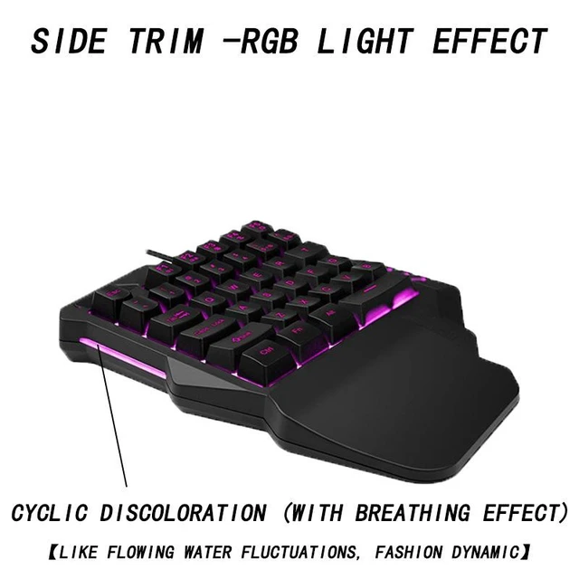 Alt view image 2 of 6 - G92 35-Key One-Handed Gaming Keyboard Mechanical Feel Membrane Keys with RGB Backlight Ergonomic Left-Hand Layout Wired USB Waterproof ABS Keyboard for PC Laptop and Mobile Gaming