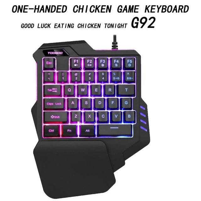Alt view image 5 of 6 - G92 35-Key One-Handed Gaming Keyboard Mechanical Feel Membrane Keys with RGB Backlight Ergonomic Left-Hand Layout Wired USB Waterproof ABS Keyboard for PC Laptop and Mobile Gaming