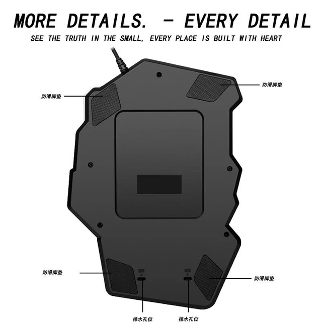 Alt view image 6 of 6 - G92 35-Key One-Handed Gaming Keyboard Mechanical Feel Membrane Keys with RGB Backlight Ergonomic Left-Hand Layout Wired USB Waterproof ABS Keyboard for PC Laptop and Mobile Gaming