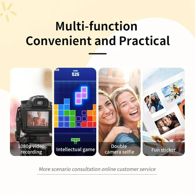 Alt view image 3 of 5 - Kids Instant Print Camera 48MP HD Dual Lens Digital Camera with Thermal Printer 3-Second Photo Printing Portable Camera with Timed Photography 4-Block Hit Volume Control Gift for Ages 3-12