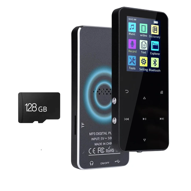 Alt view image 3 of 7 - Metal Bluetooth MP3 MP4 Player Portable Lossless Music Player with Touch Screen Voice Recording and FM Radio TF Card Slot 16G Built-in Memory Micro USB 2.0 3.5mm Headphone Jack Silver