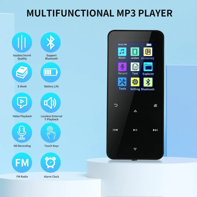 Alt view image 4 of 7 - Metal Bluetooth MP3 MP4 Player Portable Lossless Music Player with Touch Screen Voice Recording and FM Radio TF Card Slot 16G Built-in Memory Micro USB 2.0 3.5mm Headphone Jack Silver