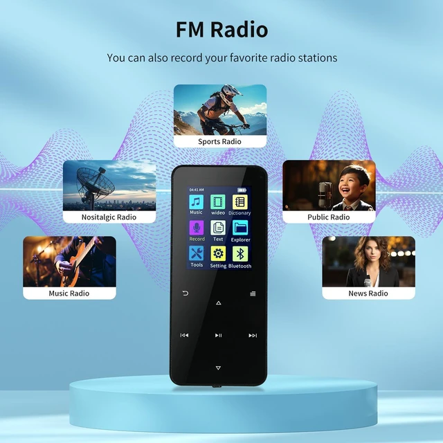 Alt view image 6 of 7 - Metal Bluetooth MP3 MP4 Player Portable Lossless Music Player with Touch Screen Voice Recording and FM Radio TF Card Slot 16G Built-in Memory Micro USB 2.0 3.5mm Headphone Jack Silver