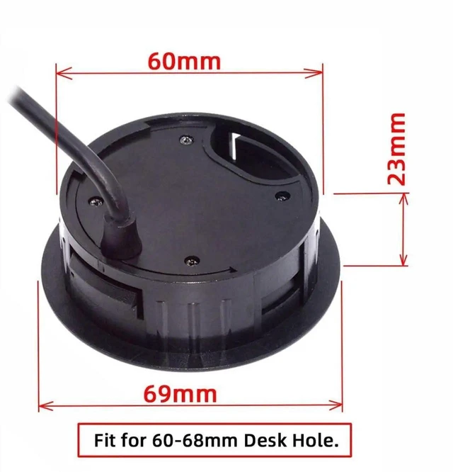 Alt view image 3 of 7 - USB 3.0 Desktop Hub Flush Mount USB Hub with 2 USB 3.0 Ports 1 USB C Port and 3.5mm Audio Port 2.36" 60mm Grommet Hole Plug and Play Hot Plugging Data Hub with LED Status Light
