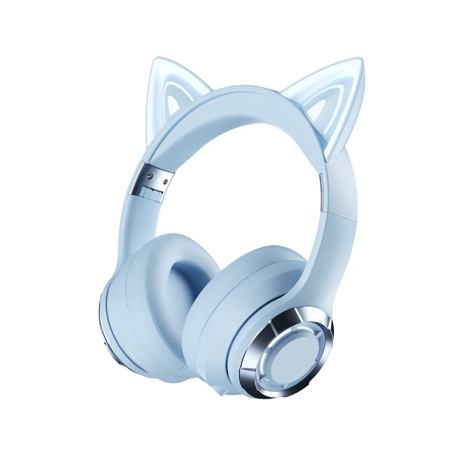 Alt view image 6 of 7 - YDM60 Cat Ear Gaming Headset Over-Ear Bluetooth Wireless Headphones with RGB LED Lighting Heavy Bass Stereo Sound Low Latency Mode Foldable Design for Music and Gaming Consoles