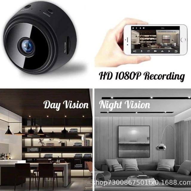 Alt view image 9 of 12 - A9 Black Magnetic WiFi Indoor Security Camera 720P, Mobile Remote, Smart Home, Pet Monitor, iOS Compatible