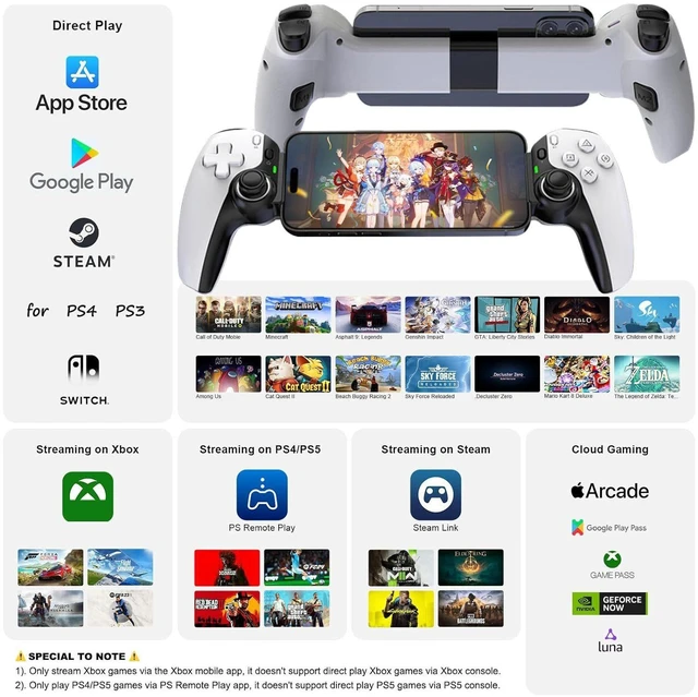 Alt view image 4 of 5 - D9 Telescopic Mobile Game Controller Hall Effect Joysticks and Triggers 6-Axis Gyro Gamepad 2 Macro Back Buttons Bluetooth 5.2 MFi Certified Turbo Function For iOS/Android/PC/Switch