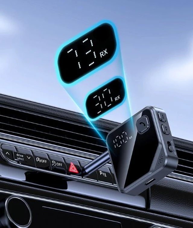 Alt view image 5 of 5 - JS13 Bluetooth 5.4 Audio Transmitter Receiver 2-in-1 AUX Wireless Adapter for TV Car and Speakers 16.5H RX / 12H TX Battery 10m Range Low Latency Type-C Charging 3.5mm Plug & Play
