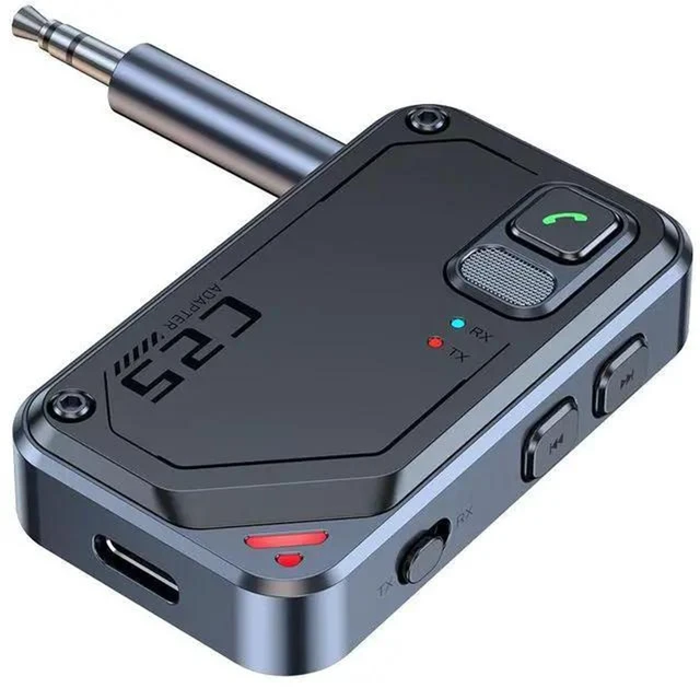 Alt view image 5 of 7 - C25 Bluetooth 5.3 Transmitter Receiver 2-in-1 AUX Audio Adapter Wireless Bluetooth Audio Transmitter and Receiver 10m Range 13H Tx / 17H Rx Battery 3.5mm AUX Plug & Play for TV Car and Home Stereo