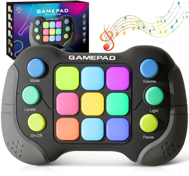 Main image of Quick Press Fidget Game Handheld Gamepad Toy Flashing RGB Light Reaction Game Console with 999 Levels 4 Game Modes Music Mode 8 Note Piano Buttons and 200-Note Recording for Kids