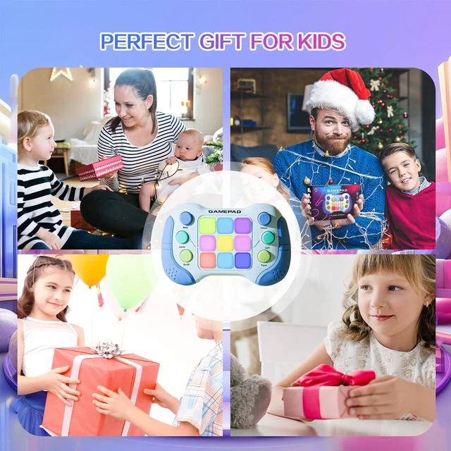 Alt view image 5 of 7 - Quick Press Fidget Game Handheld Gamepad Toy Flashing RGB Light Reaction Game Console with 999 Levels 4 Game Modes Music Mode 8 Note Piano Buttons and 200-Note Recording for Kids