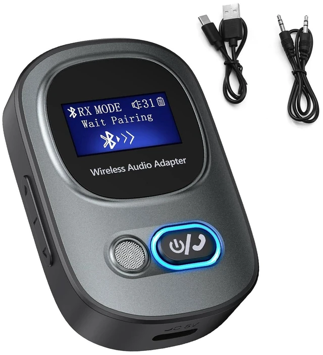 Main image of T68 Bluetooth 5.3 Audio Transmitter Receiver 2-in-1 AUX Wireless Audio Adapter with LED Display 300mAh Battery 10m Range Type-C Charging 7.5H RX/5H TX for TV Car Speakers